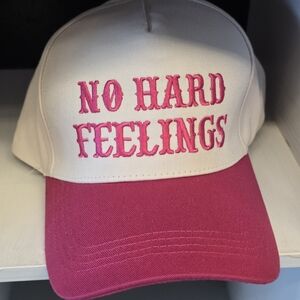 Pink and White Hat with Embroidered Text
